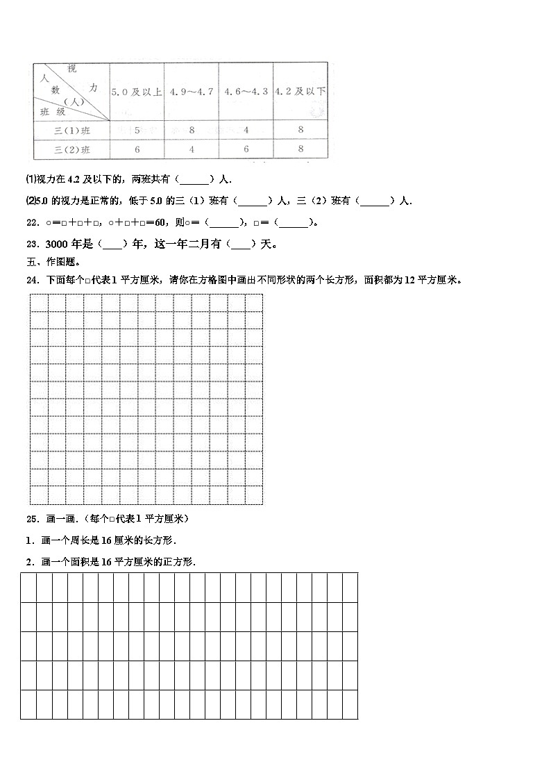 永州市祁阳县2023年三年级数学第二学期期末质量检测试题含解析03