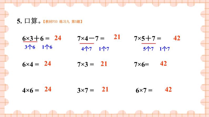西南2数上 三 表内乘法（二）1. 6,7的乘法口诀 PPT课件+教案06