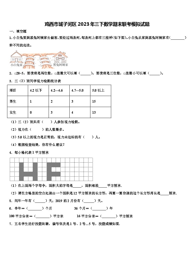 鸡西市城子河区2023年三下数学期末联考模拟试题含解析第1页