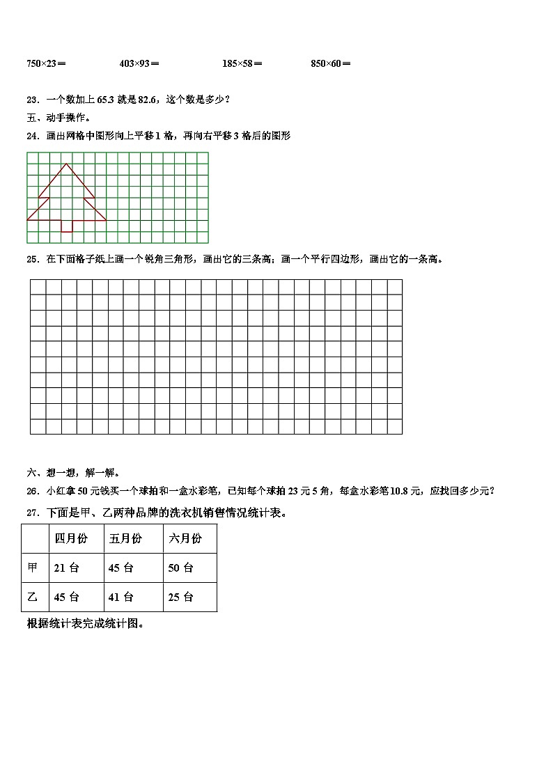 2022-2023学年安康市平利县四年级数学第二学期期末经典模拟试题含解析03