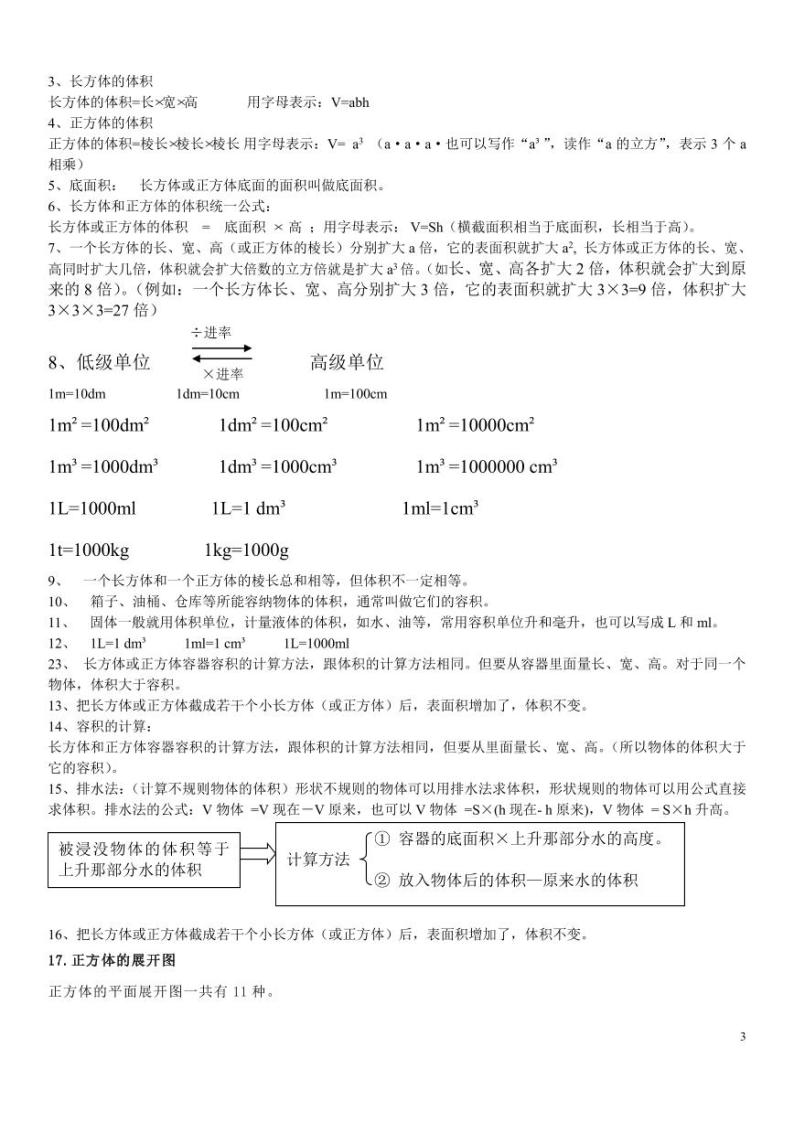 人教版小学数学五年级下册期末复习知识点梳理03