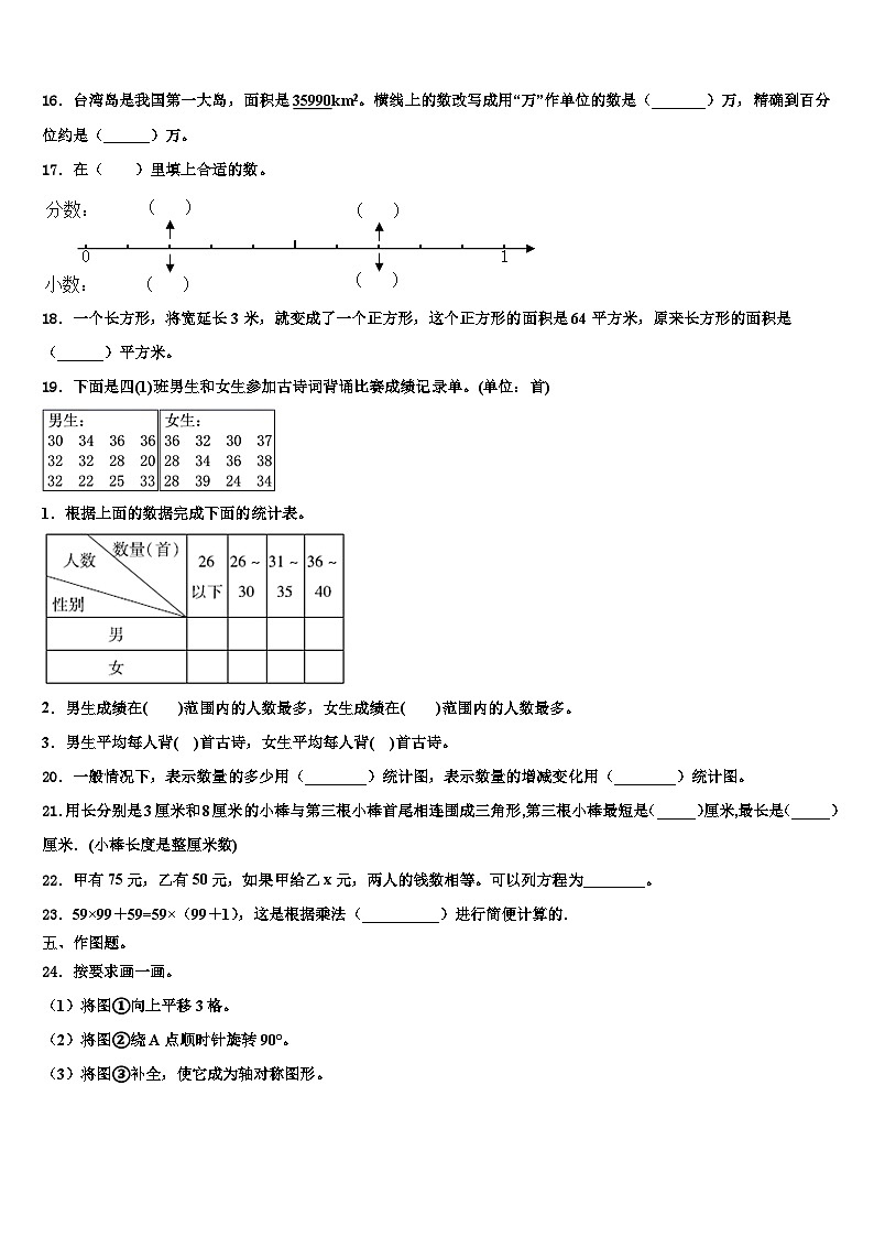 2023届安徽省蚌埠市淮上区数学四年级第二学期期末检测试题含解析02