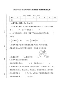 2022-2023年北师大版六年级数学下册期末测试卷
