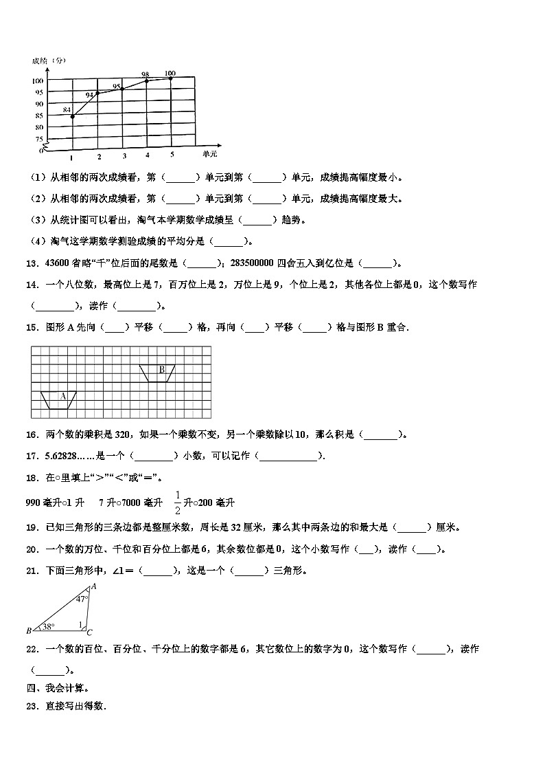 2023年云南省曲靖市师宗县部分校数学四下期末监测试题含解析第2页