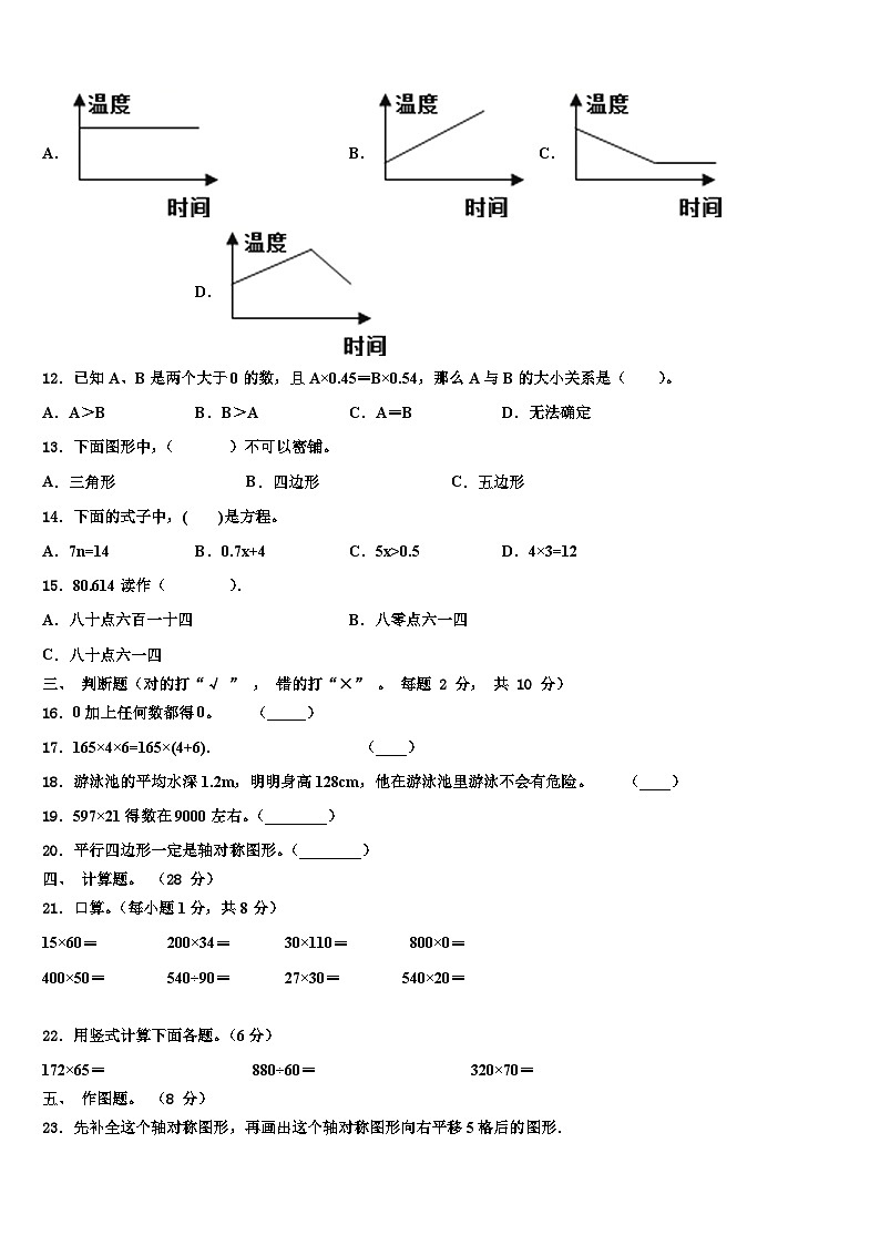 湖南省株洲市醴陵市2023年四年级数学第二学期期末达标测试试题含解析第2页