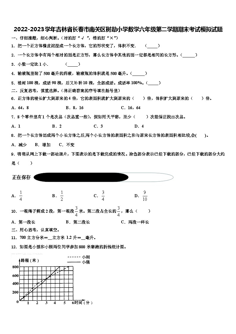 2022-2023學(xué)年吉林省長(zhǎng)春市南關(guān)區(qū)樹勛小學(xué)數(shù)學(xué)六年級(jí)第二學(xué)期期末考試模擬試題含解析第1頁(yè)