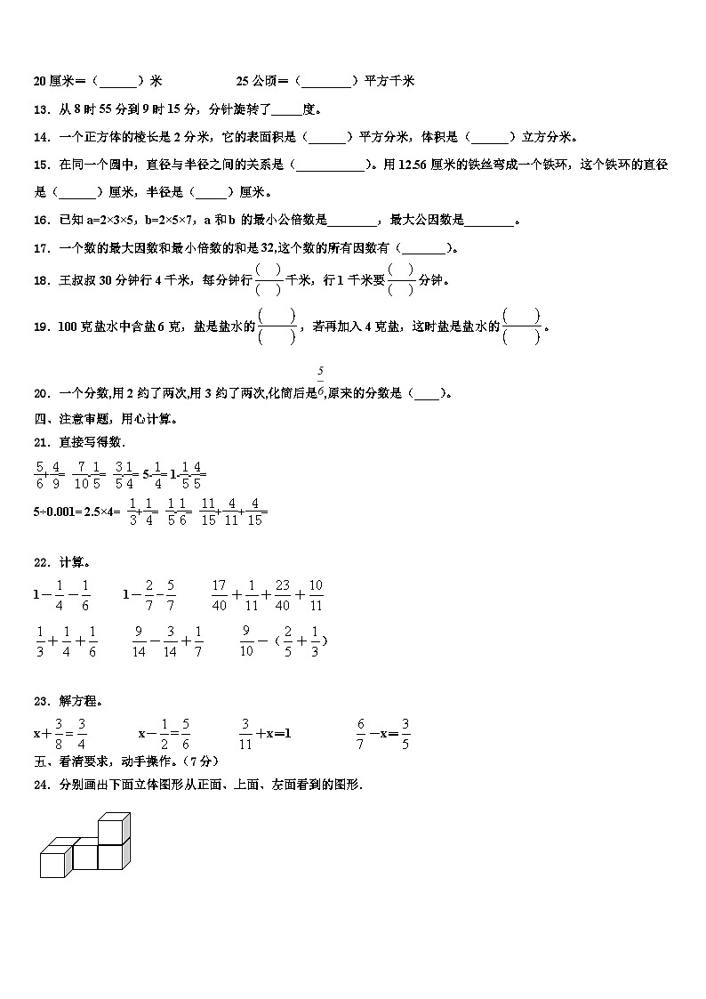 2022-2023学年周口市商水县数学六年级第二学期期末复习检测试题含解析第2页