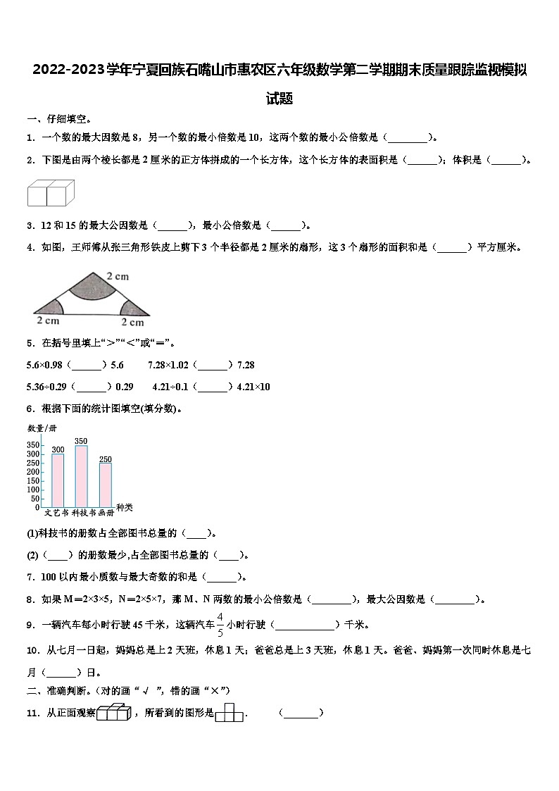 2022-2023学年宁夏回族石嘴山市惠农区六年级数学第二学期期末质量跟踪监视模拟试题含解析第1页