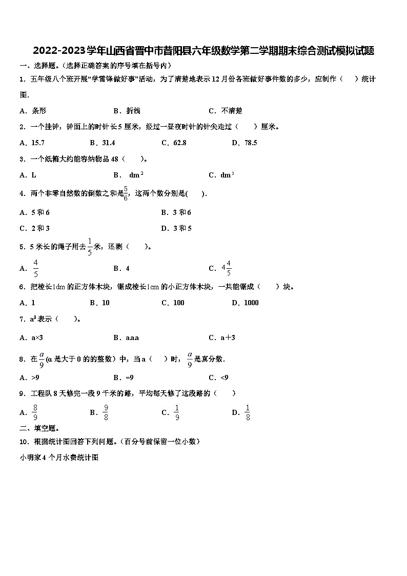 2022-2023学年山西省晋中市昔阳县六年级数学第二学期期末综合测试模拟试题含解析01