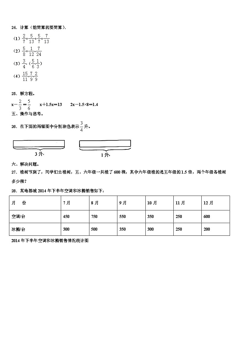 2022-2023学年横山县数学六年级第二学期期末学业质量监测试题含解析第3页