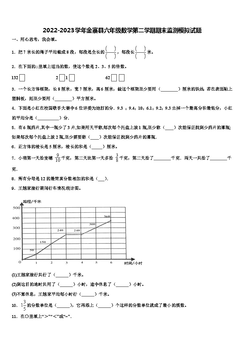 2022-2023学年金寨县六年级数学第二学期期末监测模拟试题含解析01
