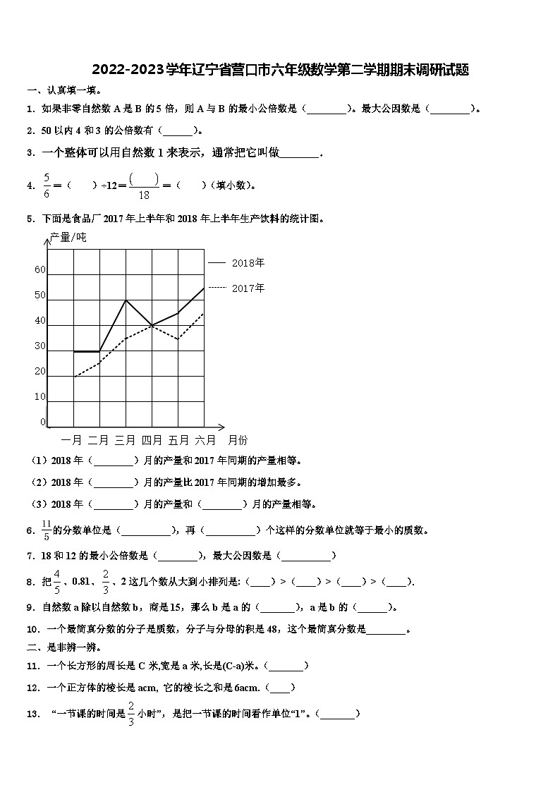 2022-2023学年辽宁省营口市六年级数学第二学期期末调研试题含解析第1页