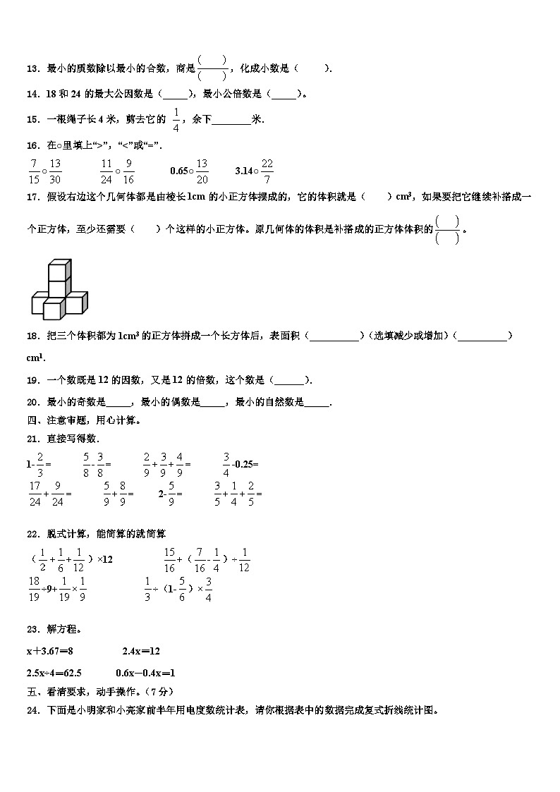 2023届内蒙古康巴什新区第一小学六年级数学第二学期期末教学质量检测试题含解析第2页