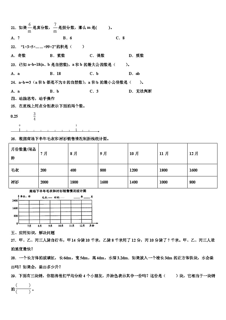 2023届河北省保定市曲阳县六年级数学第二学期期末检测模拟试题含解析第3页