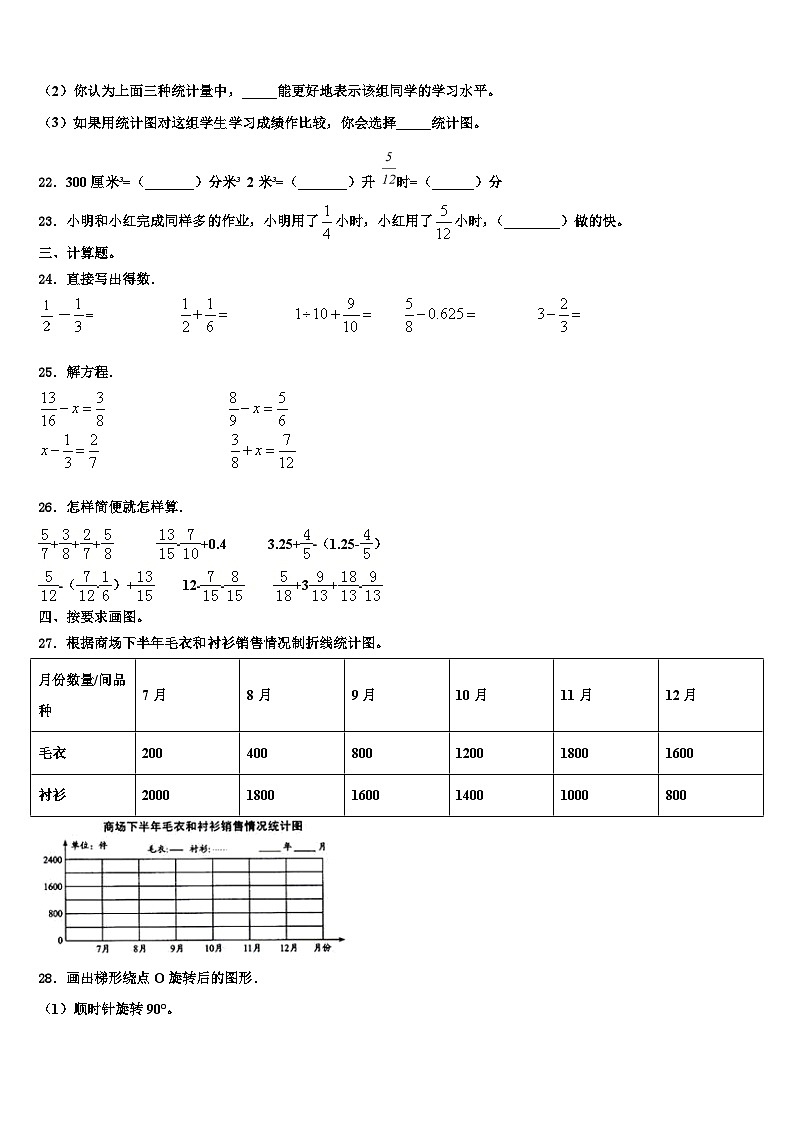 2023届河南省平顶山市郏县四乡镇六年级数学第二学期期末复习检测模拟试题含解析第3页