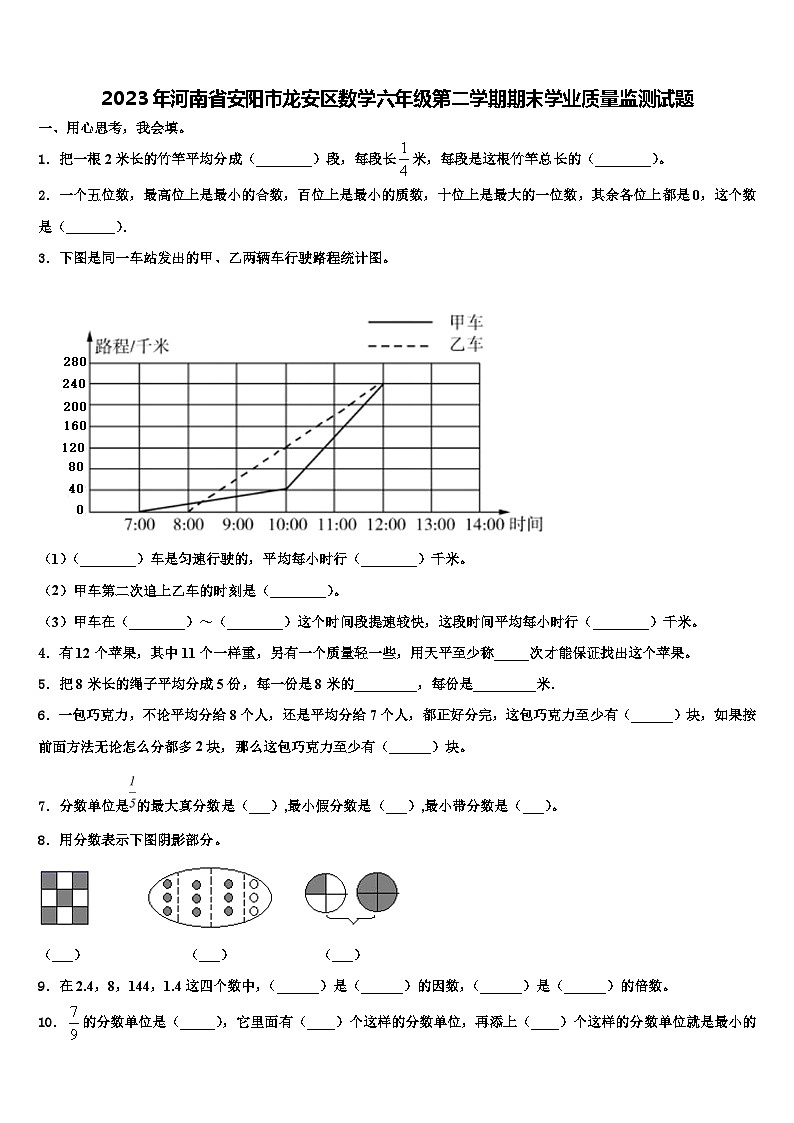 2023年河南省安阳市龙安区数学六年级第二学期期末学业质量监测试题含解析第1页