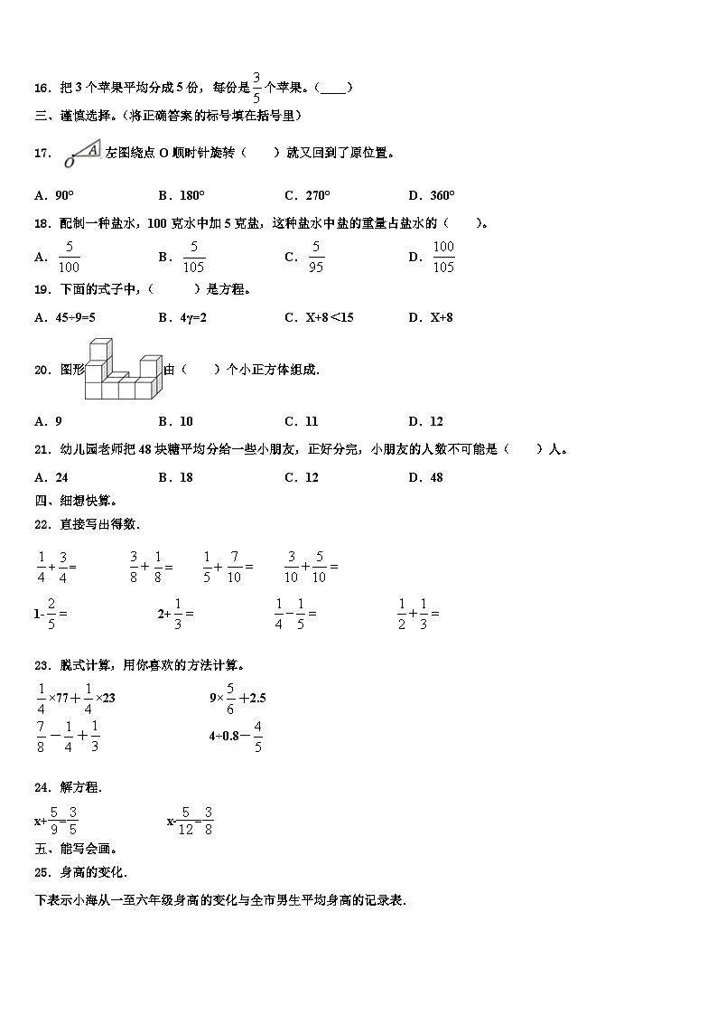 2023年济南市历下区数学六年级第二学期期末学业质量监测模拟试题含解析第2页