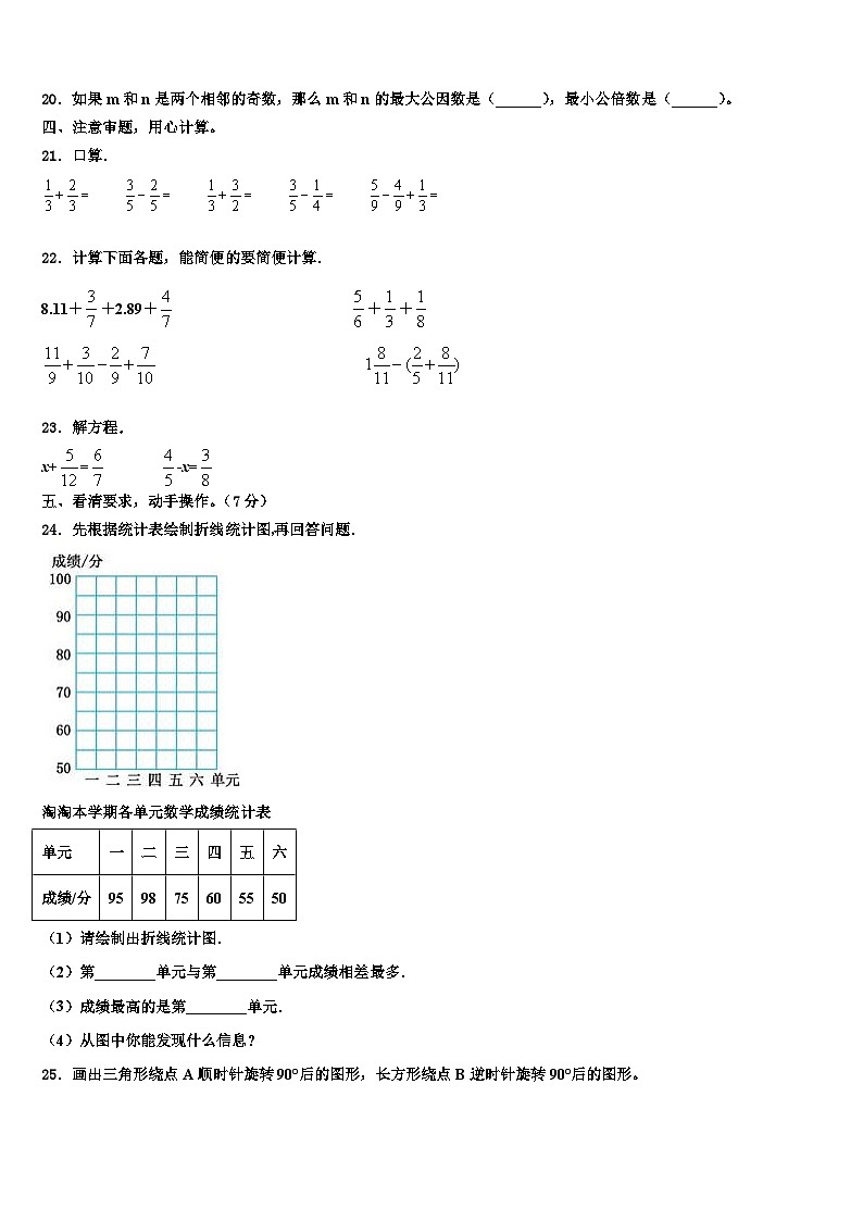 2023年湖北省武汉市蔡甸区六年级数学第二学期期末统考试题含解析03