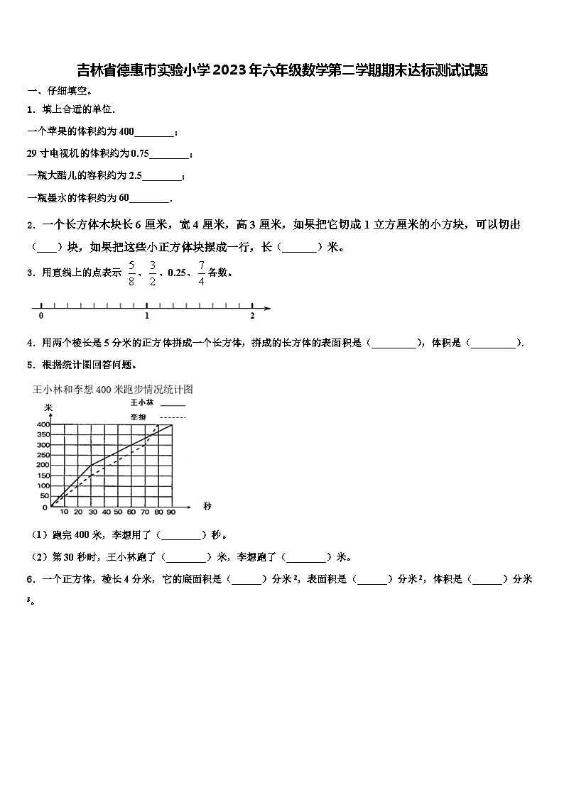 吉林省德惠市实验小学2023年六年级数学第二学期期末达标测试试题含解析第1页