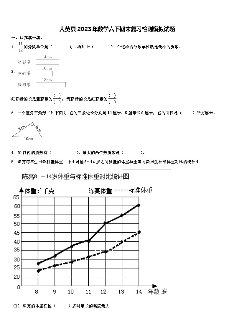 大英县2023年数学六下期末复习检测模拟试题含解析01