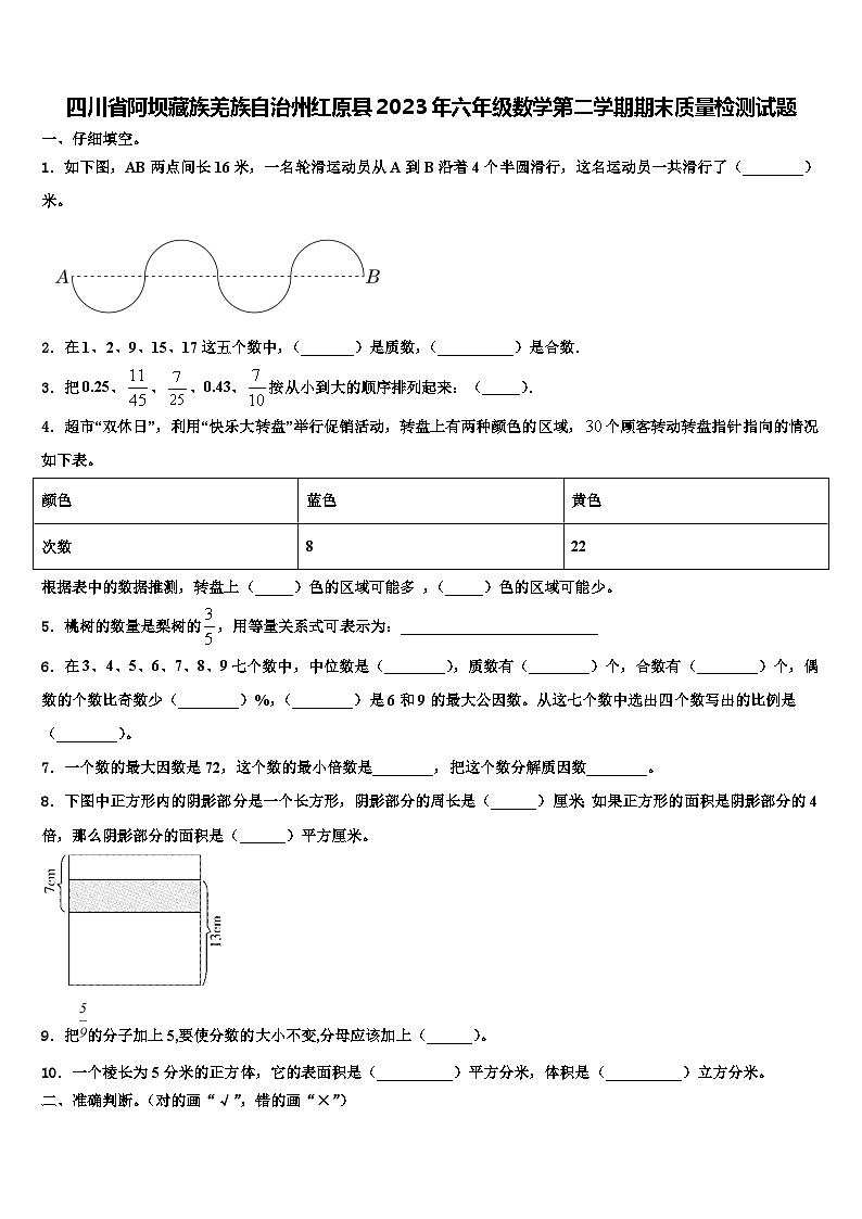 四川省阿坝藏族羌族自治州红原县2023年六年级数学第二学期期末质量检测试题含解析01