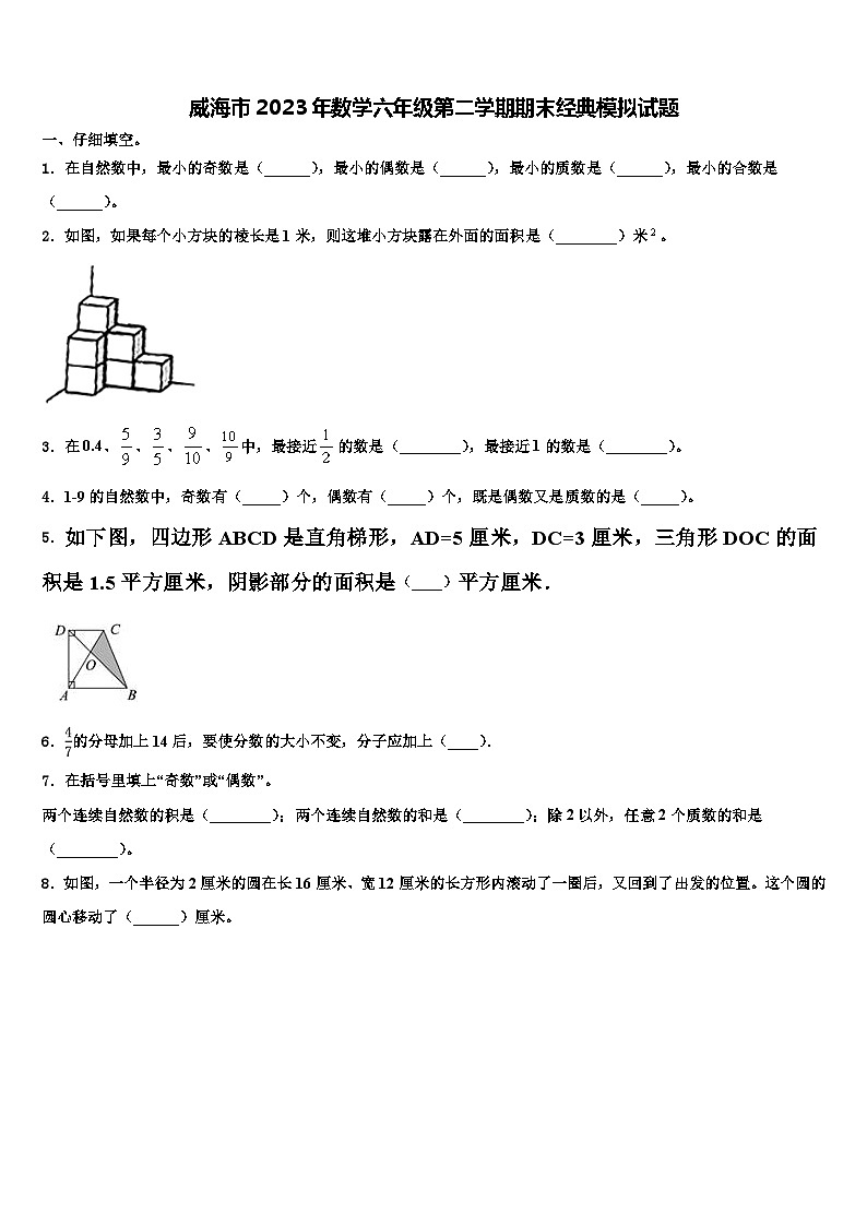 威海市2023年数学六年级第二学期期末经典模拟试题含解析第1页