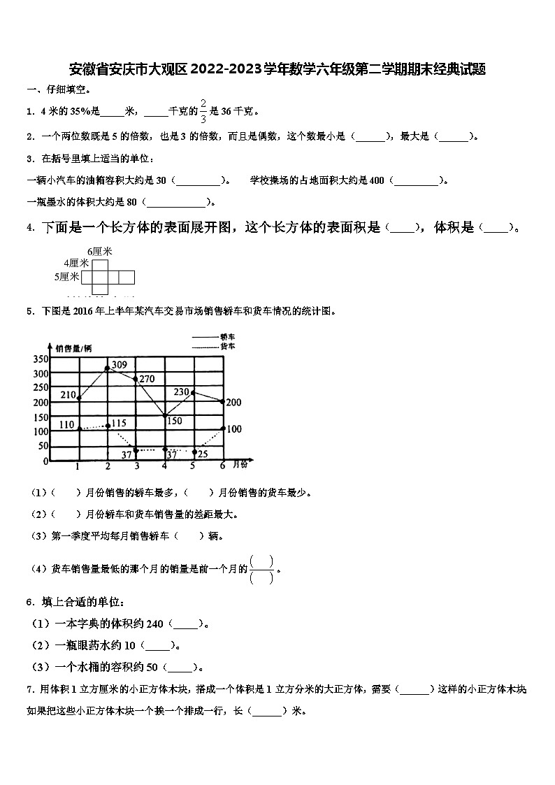 安徽省安庆市大观区2022-2023学年数学六年级第二学期期末经典试题含解析第1页