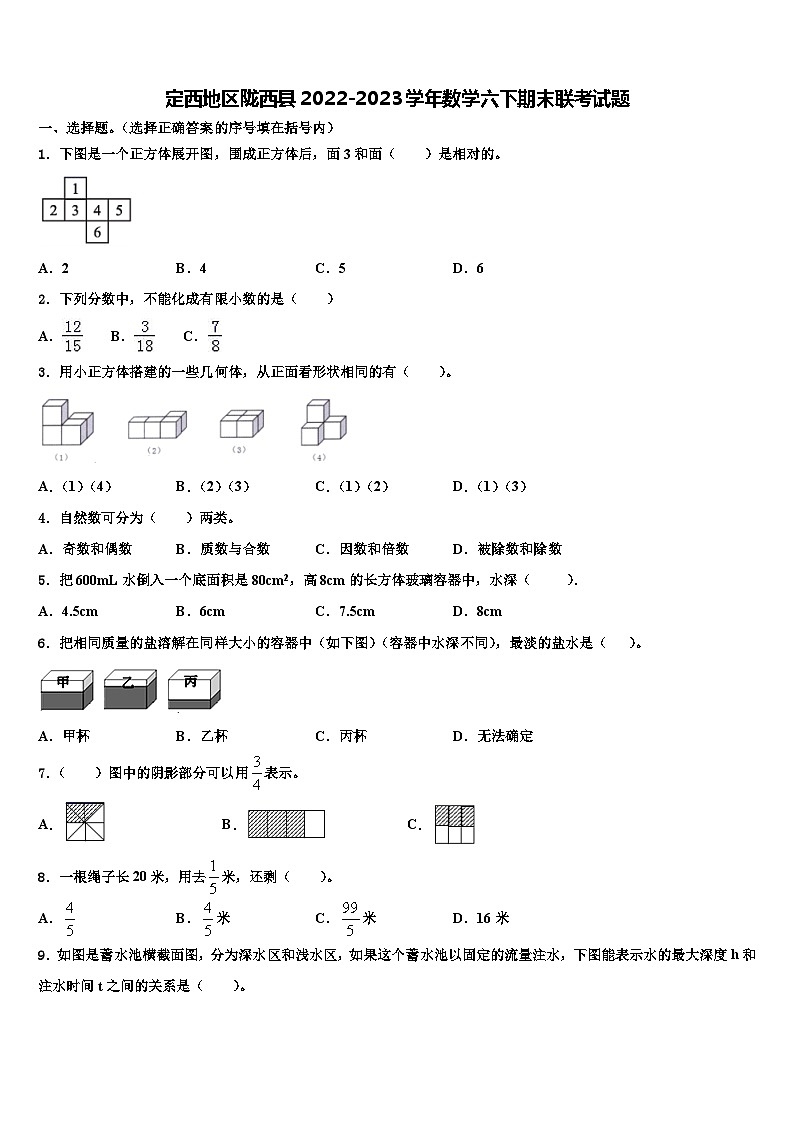 定西地區(qū)隴西縣2022-2023學年數(shù)學六下期末聯(lián)考試題含解析第1頁