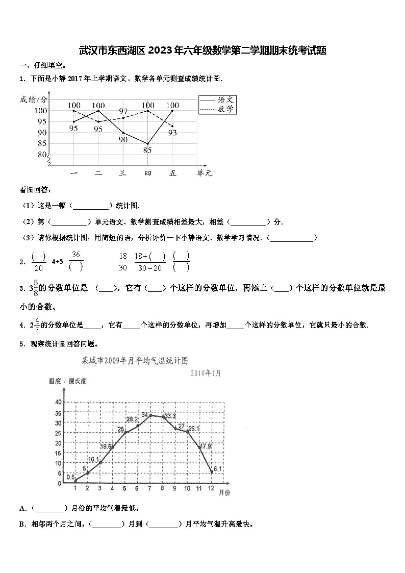 武汉市东西湖区2023年六年级数学第二学期期末统考试题含解析01