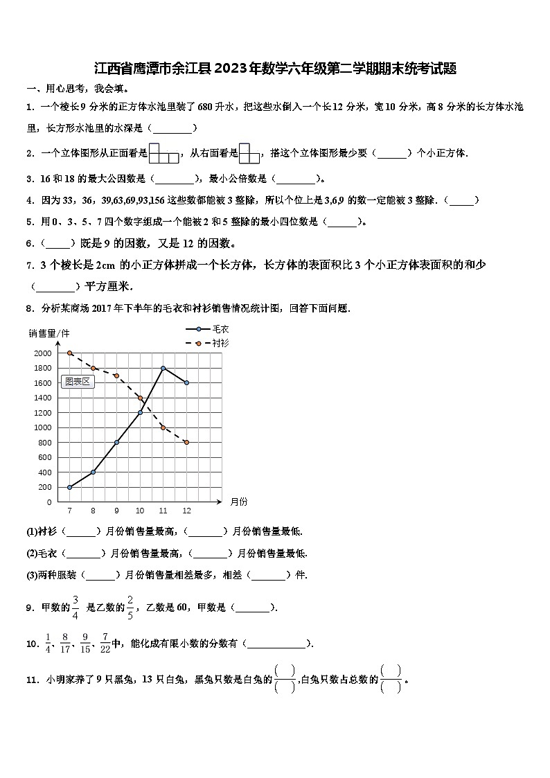 江西省鹰潭市余江县2023年数学六年级第二学期期末统考试题含解析第1页