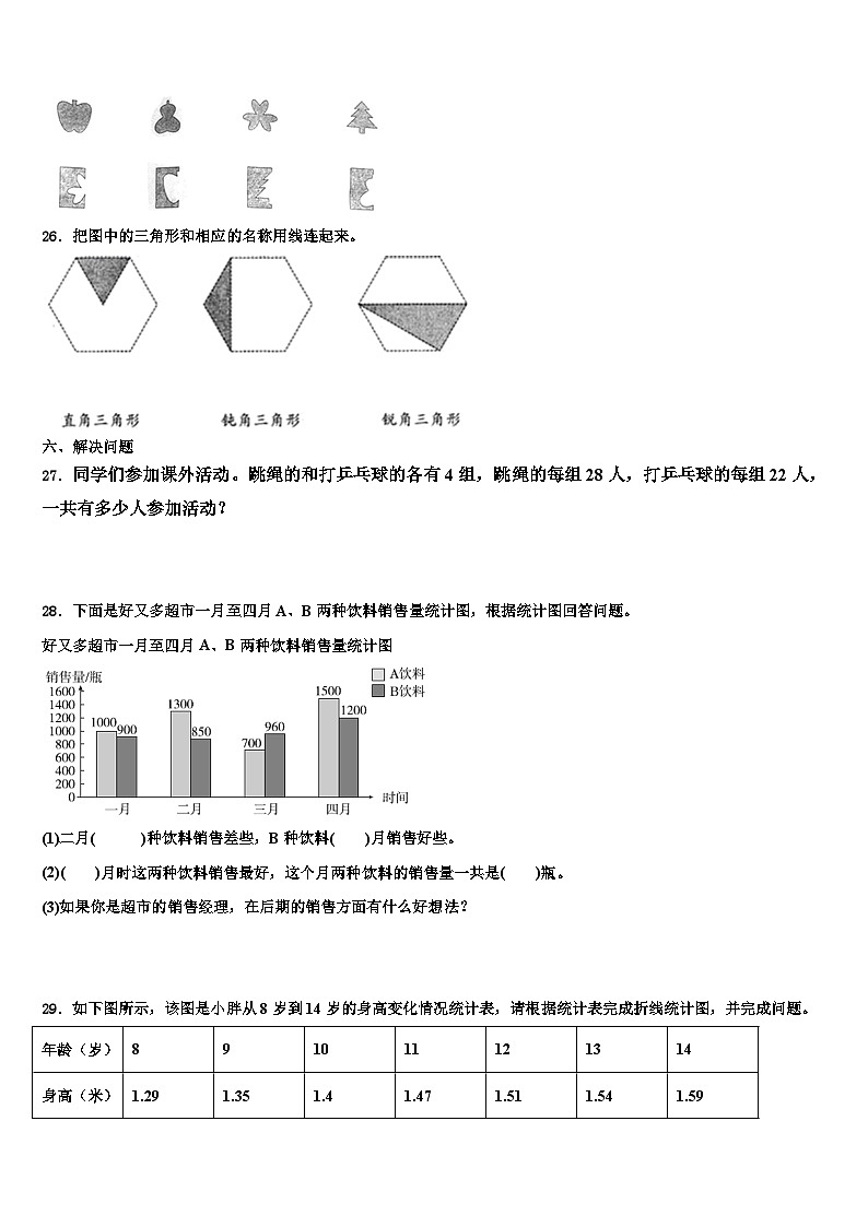 2023年常德市汉寿县数学四下期末学业水平测试试题含解析03
