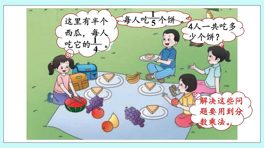 西師大版數(shù)學(xué)六年級(jí)上冊(cè)1.1  分?jǐn)?shù)乘整數(shù)　PPT課件第2頁(yè)