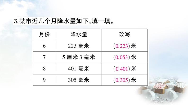 青岛版小学四年级数学下册第五单元动物世界小数的意义和性质信息窗4名数的改写作业课件第5页