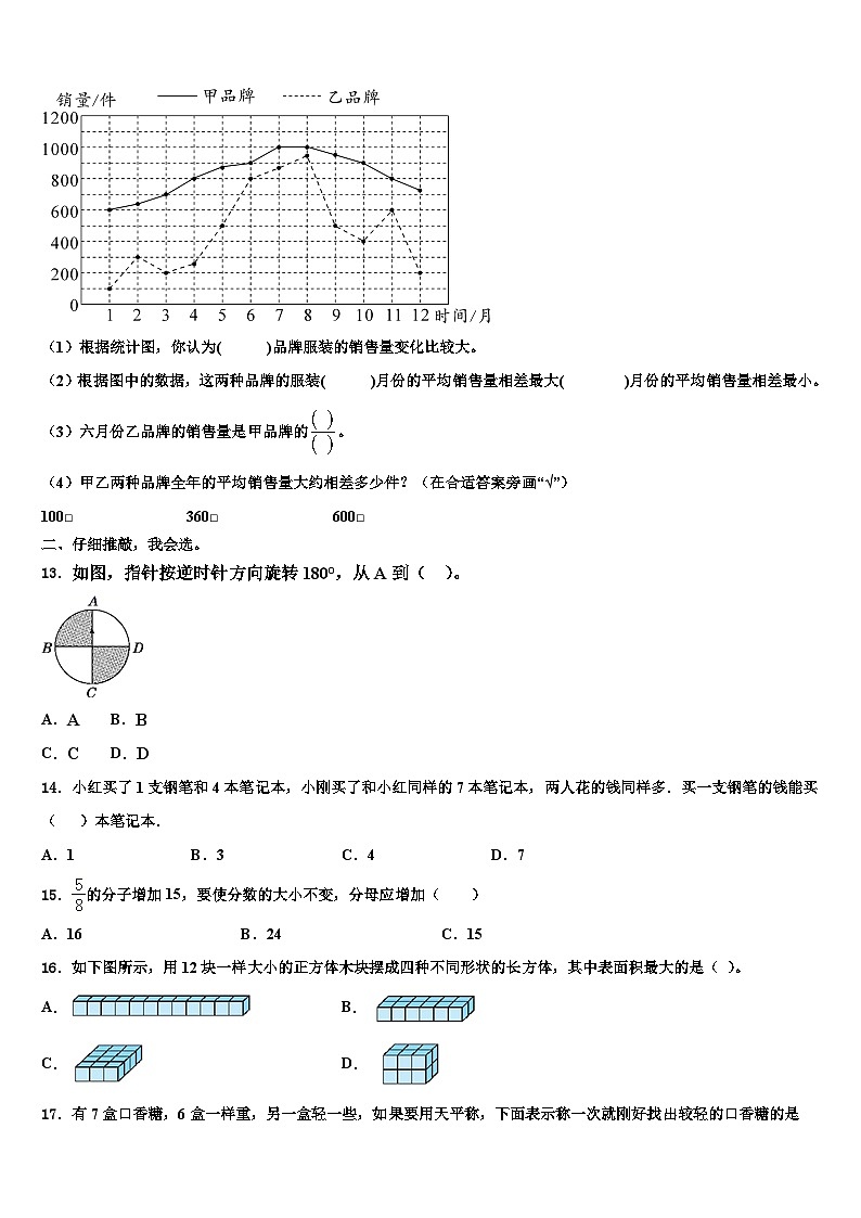2022-2023学年勐腊县数学五下期末达标检测模拟试题含解析第2页