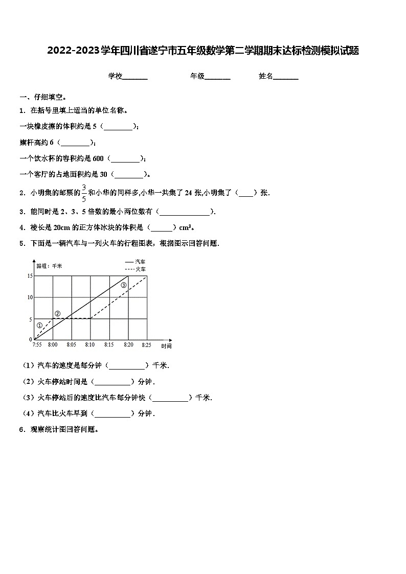 2022-2023学年四川省遂宁市五年级数学第二学期期末达标检测模拟试题含解析01