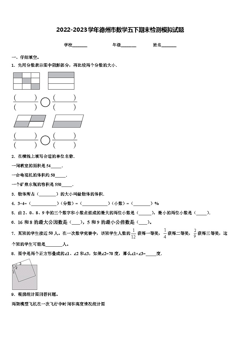 2022-2023学年德州市数学五下期末检测模拟试题含解析第1页