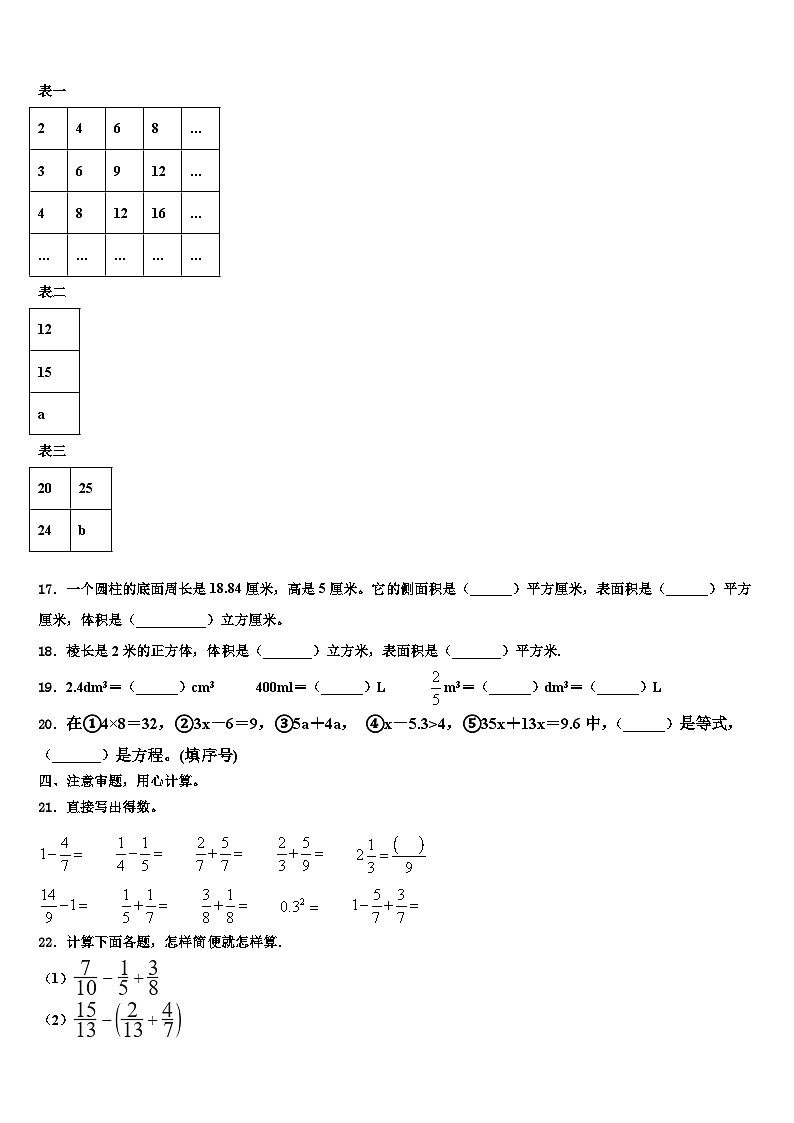 2022-2023学年日照市莒县数学五年级第二学期期末检测试题含解析02