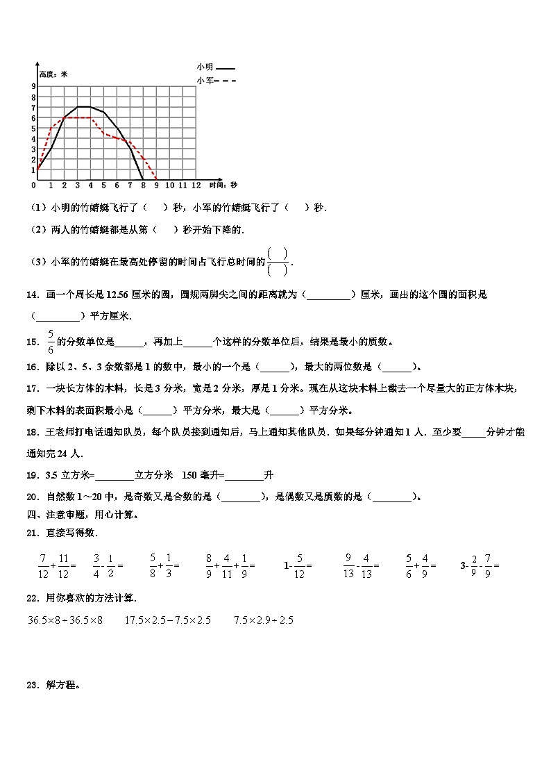 2023届广西南宁市横县数学五下期末检测试题含解析第2页