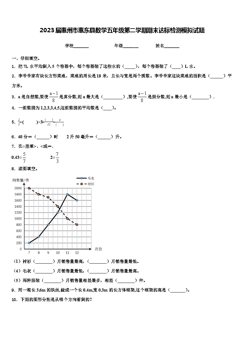 2023届惠州市惠东县数学五年级第二学期期末达标检测模拟试题含解析01