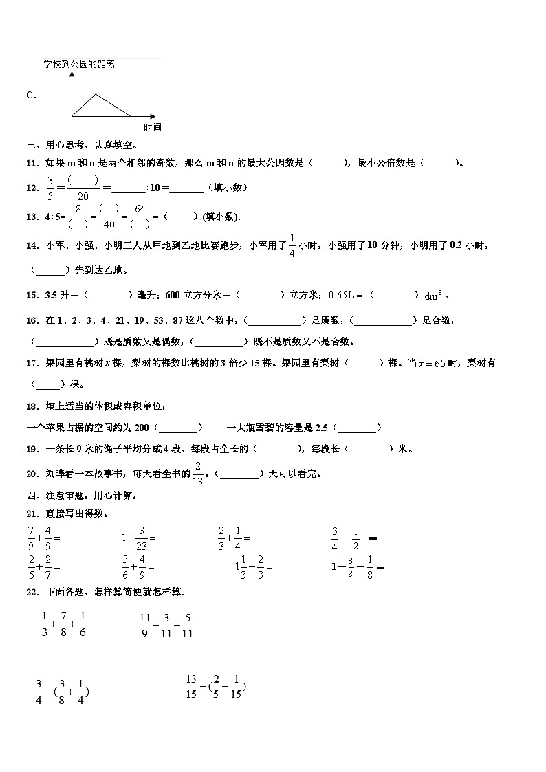 2023届江苏省淮安市五年级数学第二学期期末复习检测试题含解析第2页