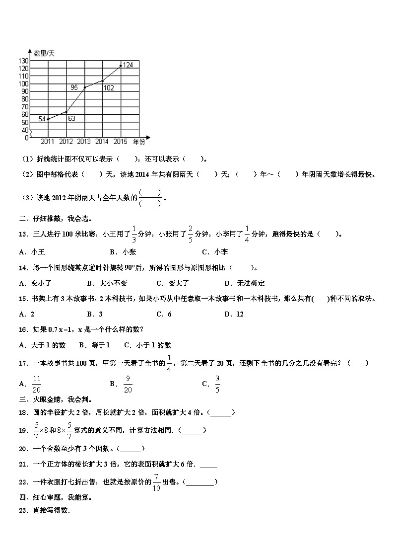 2023届河南省郑州市数学五下期末学业质量监测模拟试题含解析第2页