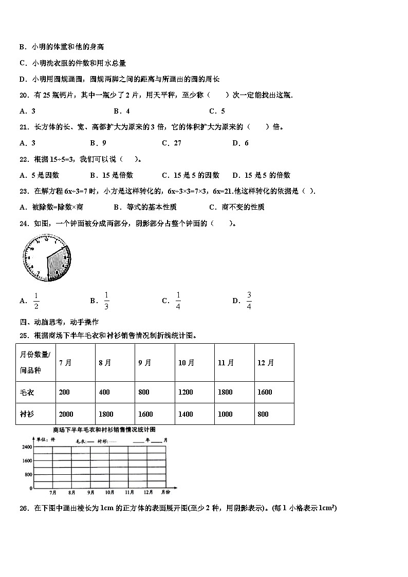 2023届海南省昌江黎族自治县红林学校度五年级数学第二学期期末统考模拟试题含解析第3页