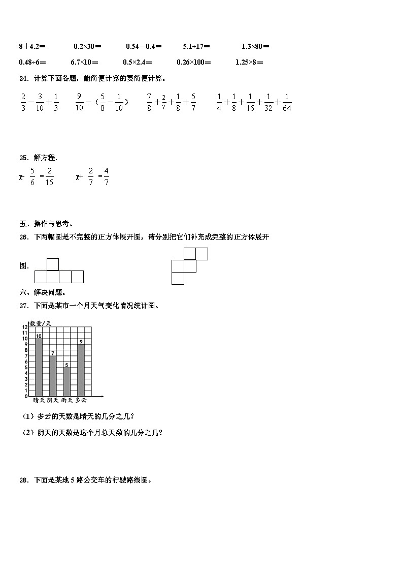 2023届湖南省株洲市攸县数学五下期末综合测试模拟试题含解析第3页