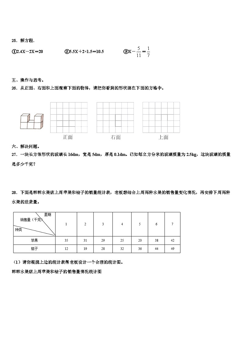 2023屆湖南省長沙市岳麓區(qū)數(shù)學(xué)五下期末復(fù)習(xí)檢測模擬試題含解析第3頁