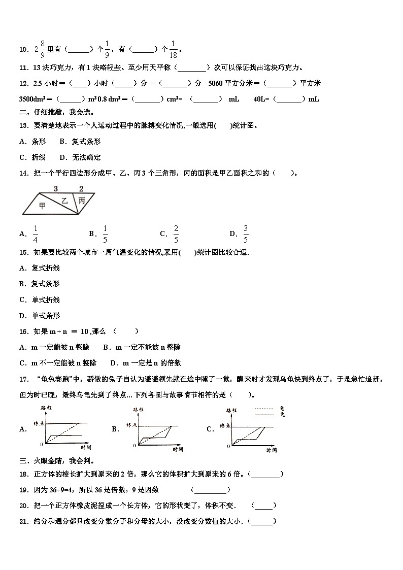 2023届甘肃省白银市数学五下期末经典模拟试题含解析第2页