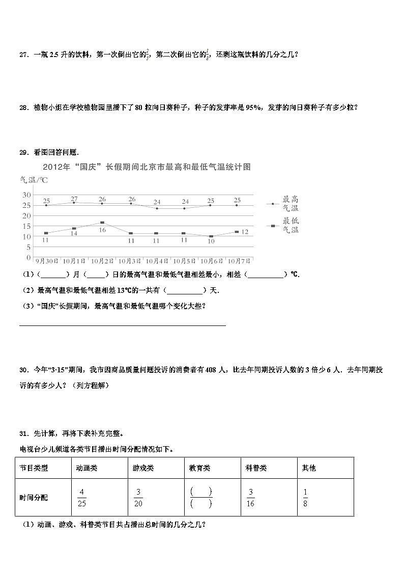 2023届甘肃省兰州市红古区五年级数学第二学期期末综合测试模拟试题含解析第3页