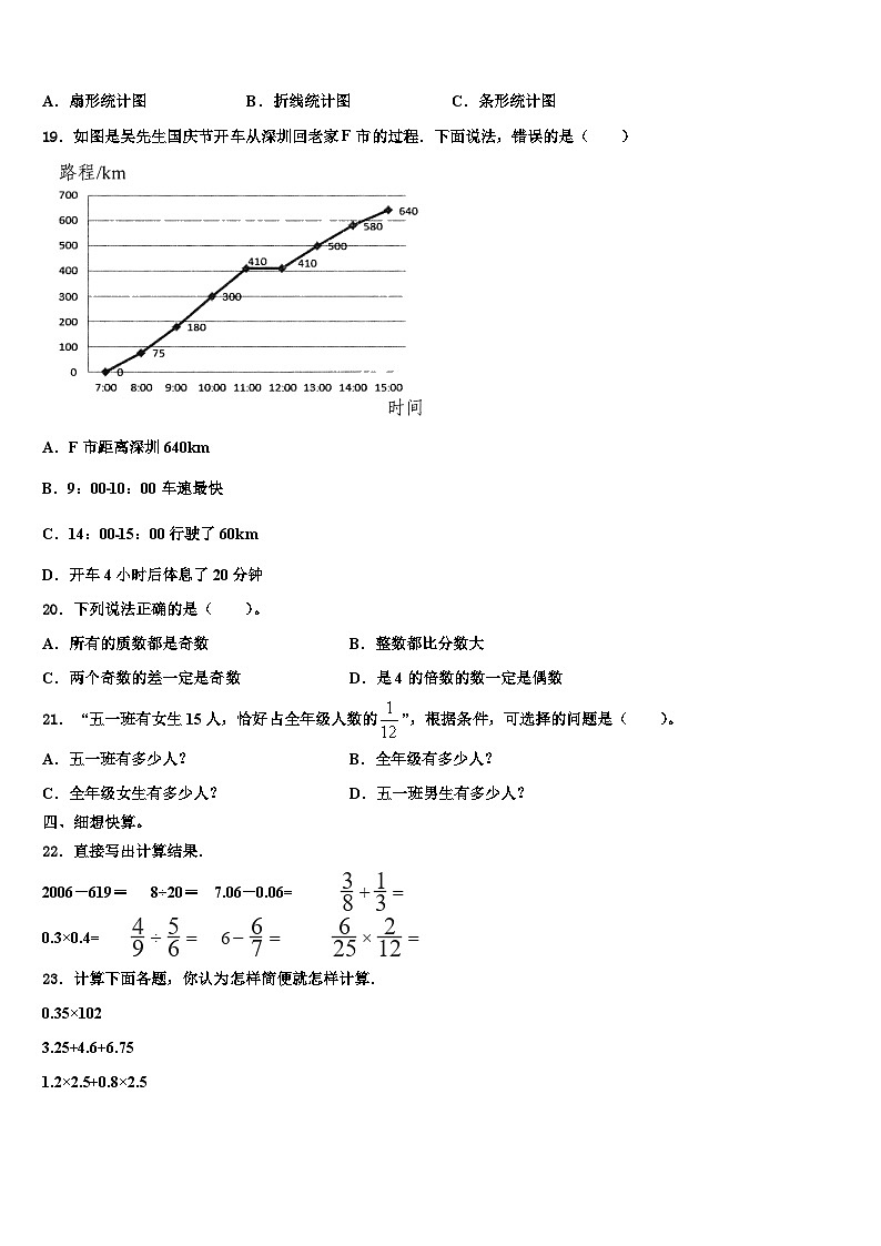 2023届西藏林芝市数学五下期末统考模拟试题含解析第2页