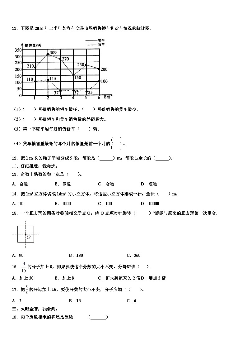 2023届湖南省长沙市天心区五年级数学第二学期期末学业水平测试模拟试题含解析第2页