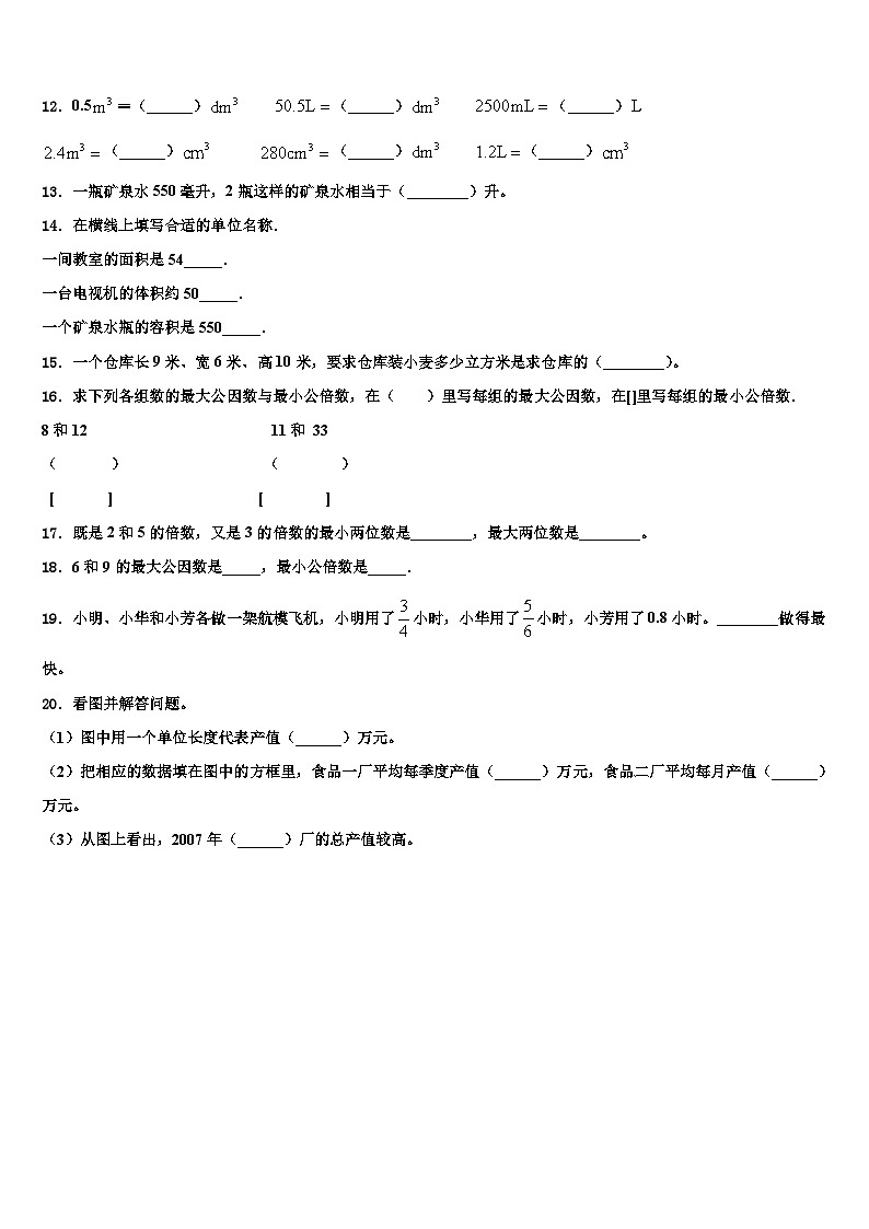 2023届陕西省渭南市大荔县五年级数学第二学期期末复习检测试题含解析第2页
