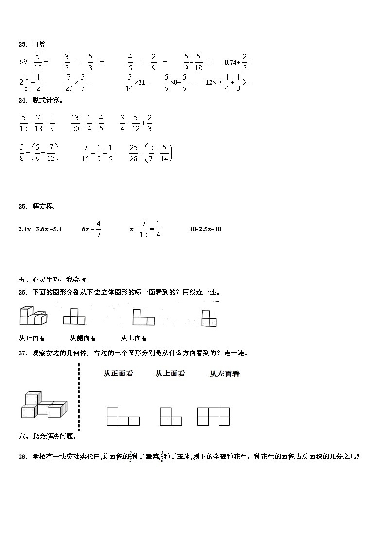 2023年栾川县数学五年级第二学期期末达标检测试题含解析第3页